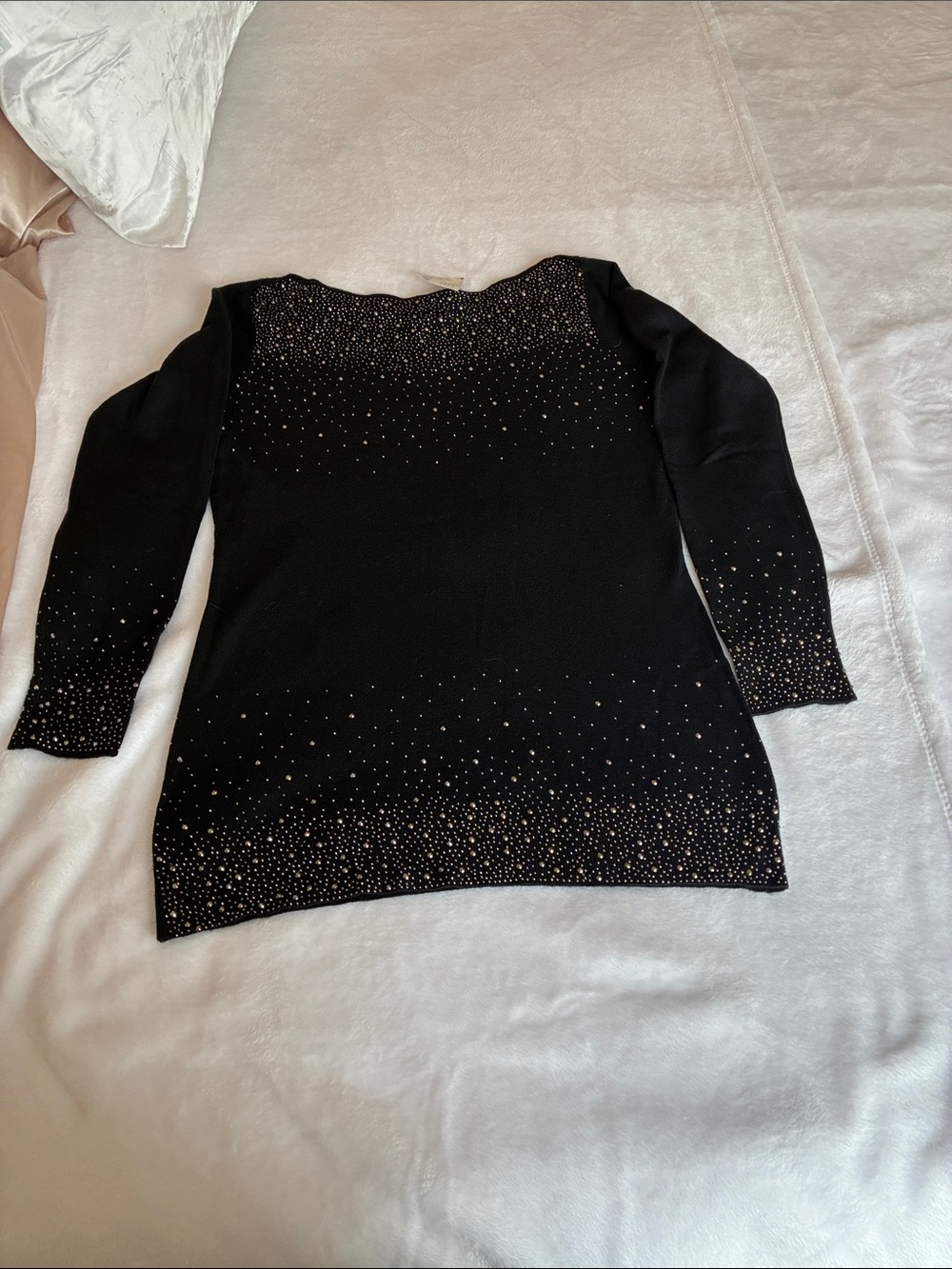 Embellished Black Women's Scoop Neck Sweater